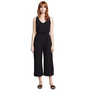 Three Dots Womens Black Tie-Waist Wide Leg Jumpsuit Linen M/L?? Made USA‎